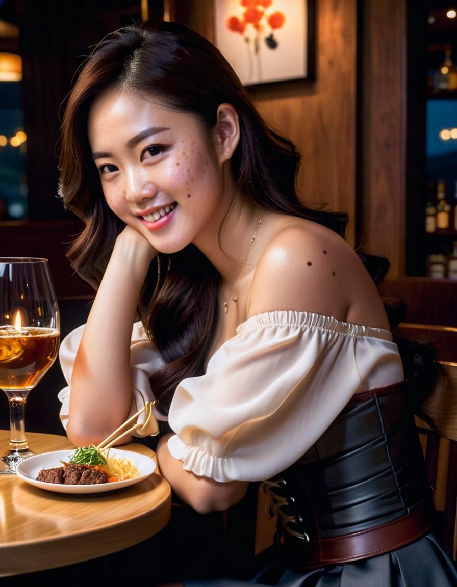 Korean Woman Portrait in Chiaroscuro Oil Style