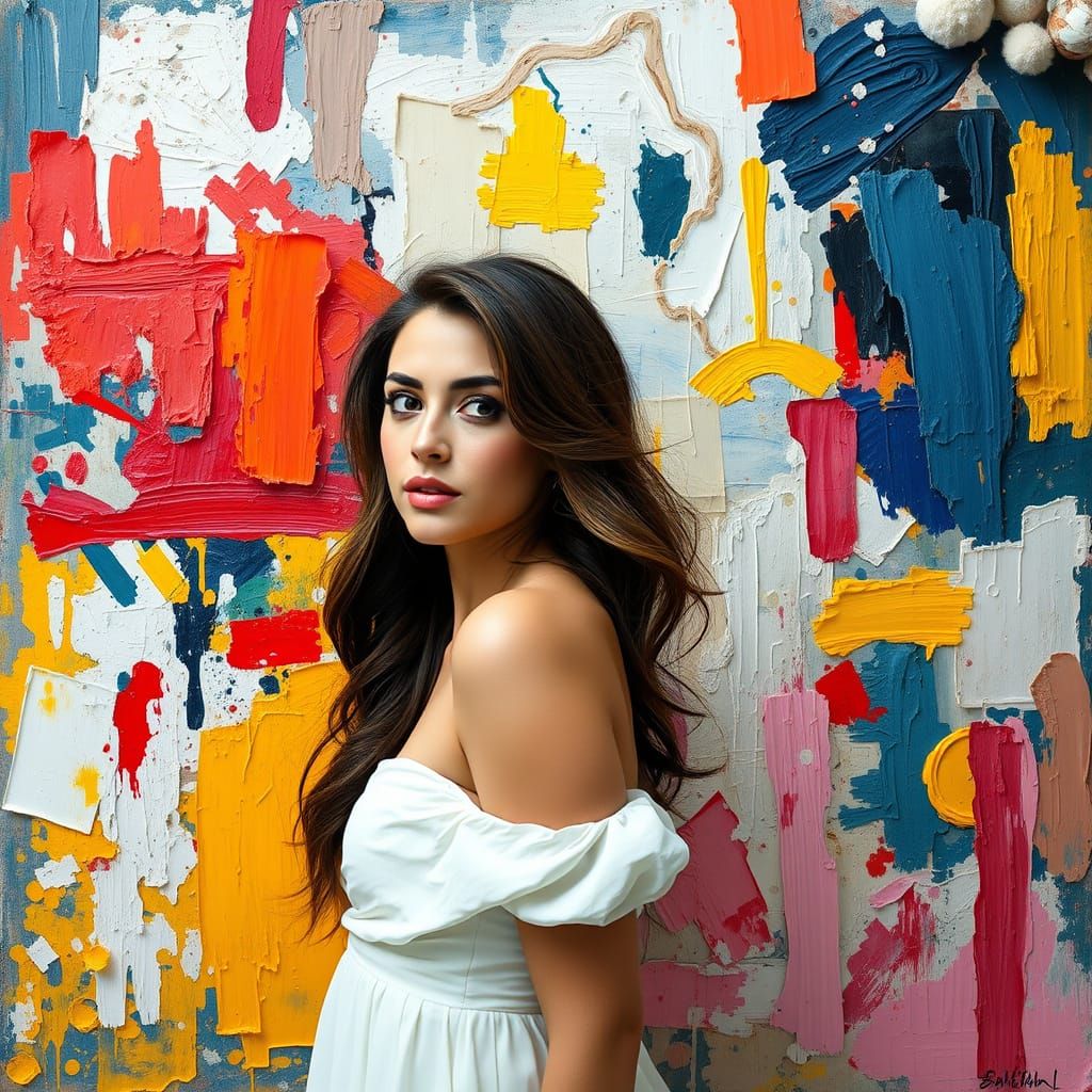 Contemplative Beauty in Vibrant Neo-Expressionist Art