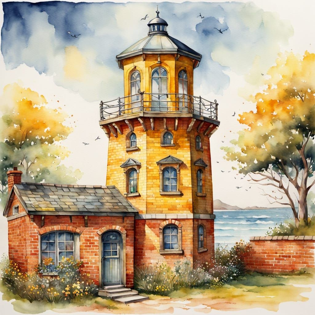 Elegant Victorian Lighthouse Painting