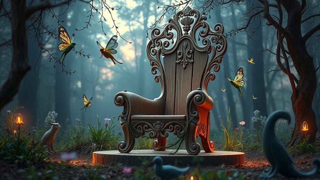 Fairy Queen's Throne in Whimsical Woodland Setting