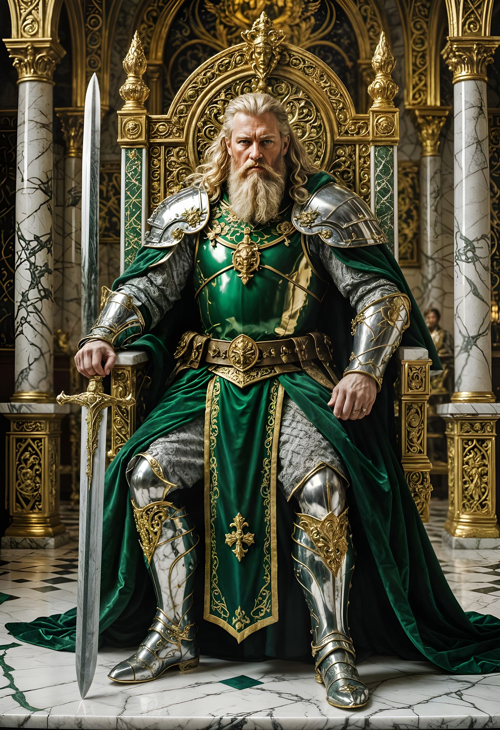 Emerald City King with Bloody Sword in Comic Art Style