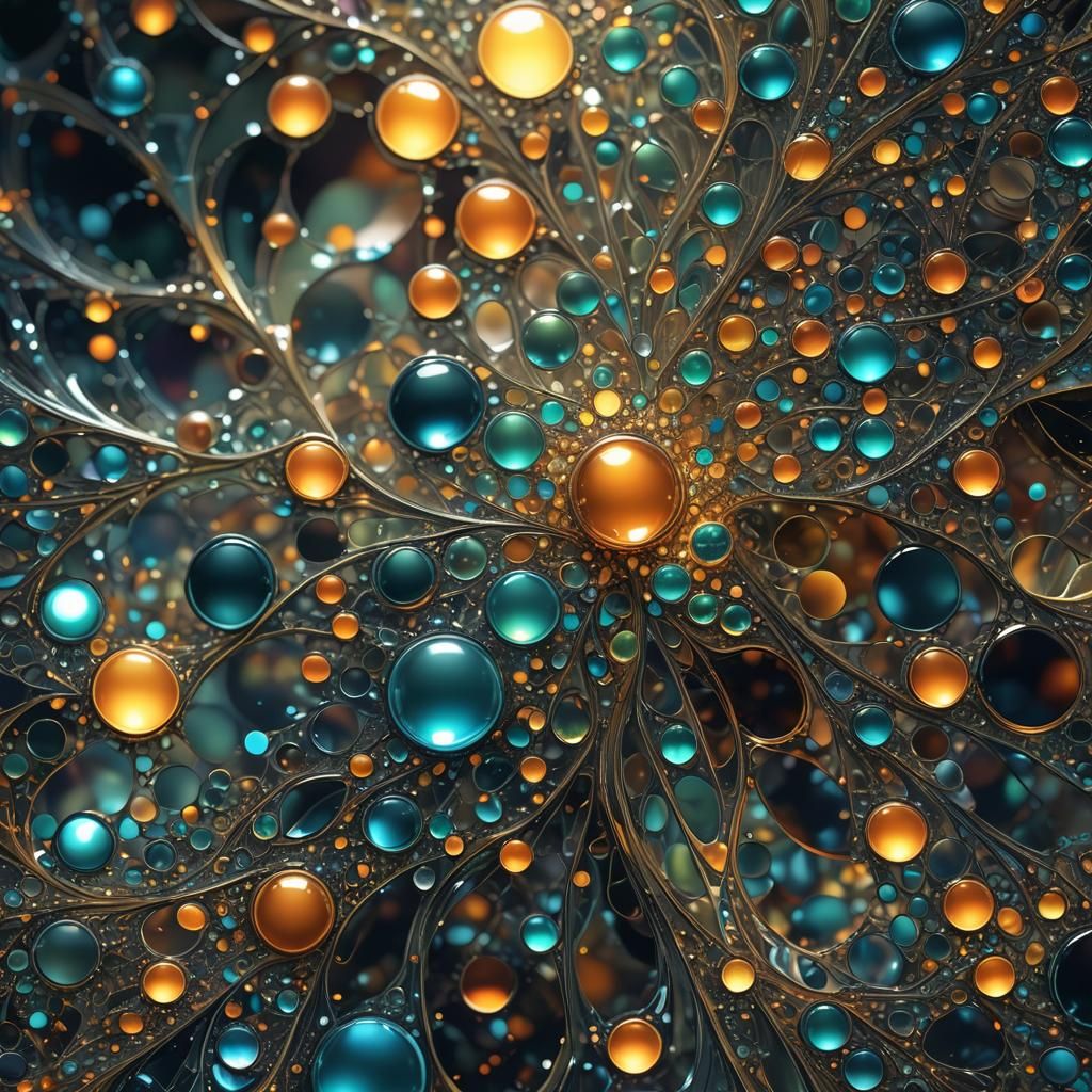Fractal Art of Glass Dots in Futuristic Environment