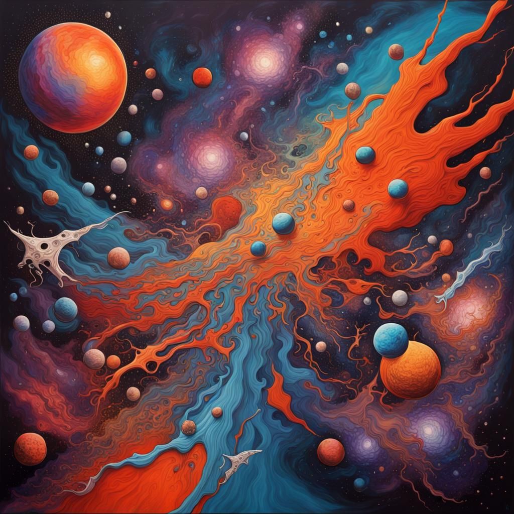 Cosmic Fantasy Abstract Art in Psychedelic Style