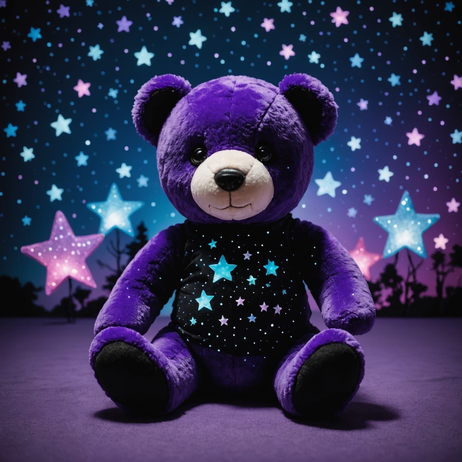 Night Sky Teddy Bear with Glowing Stars