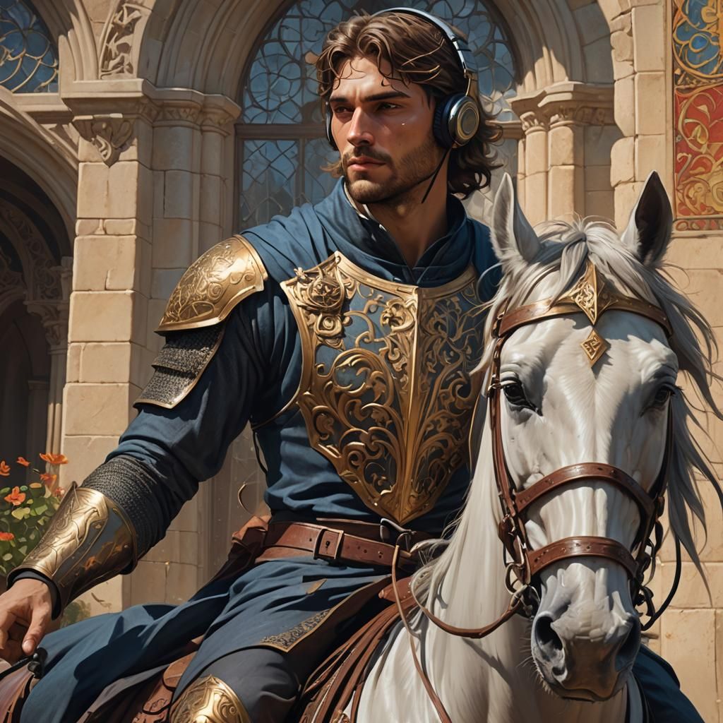 Medieval Horse Rider Portrait in Hyperdetailed Style