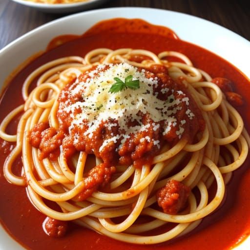 Delicious Italian Spaghetti with Meat Sauce and Cheese