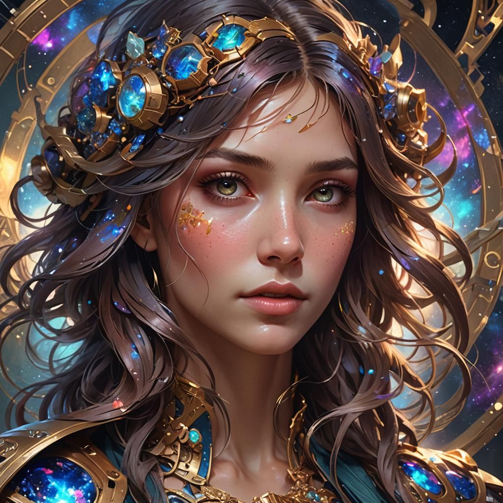 Hyperdetailed Galaxy Portrait in Volumetric Lighting