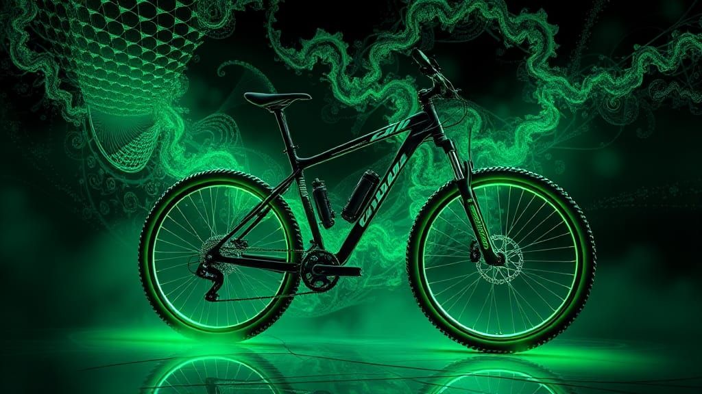 Neon Fractal Mountain Bike in Futuristic Style