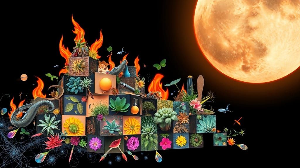 Surreal Woman Made of Kitchen Tools in Vibrant Colors