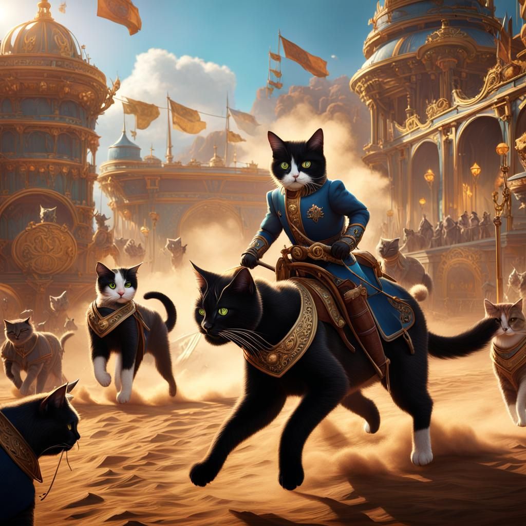 Cats in a Fantastical Rodeo: Digital Matte Painting
