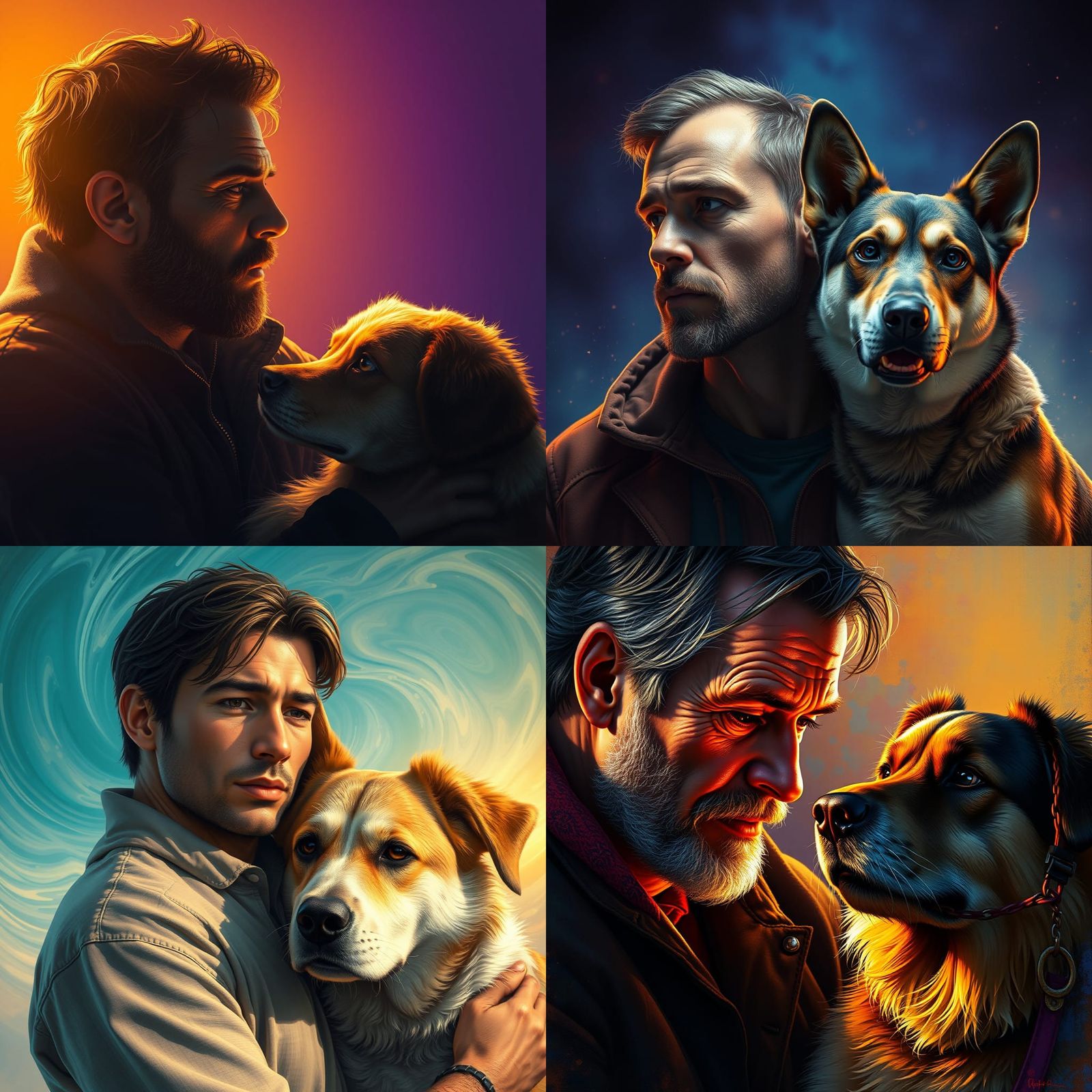 Hyperrealistic Dog and Man Portrait
