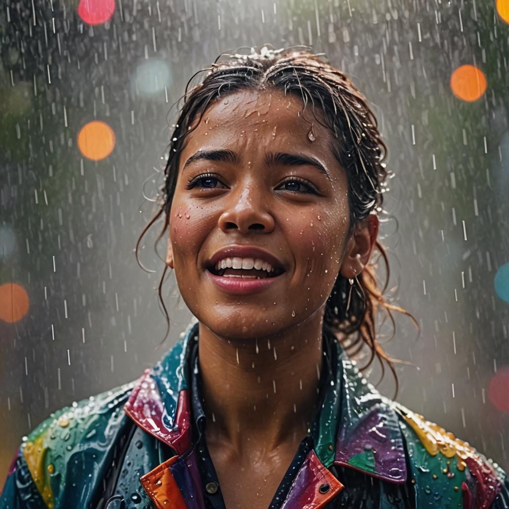 Person Singing in Rain: Studio Portrait