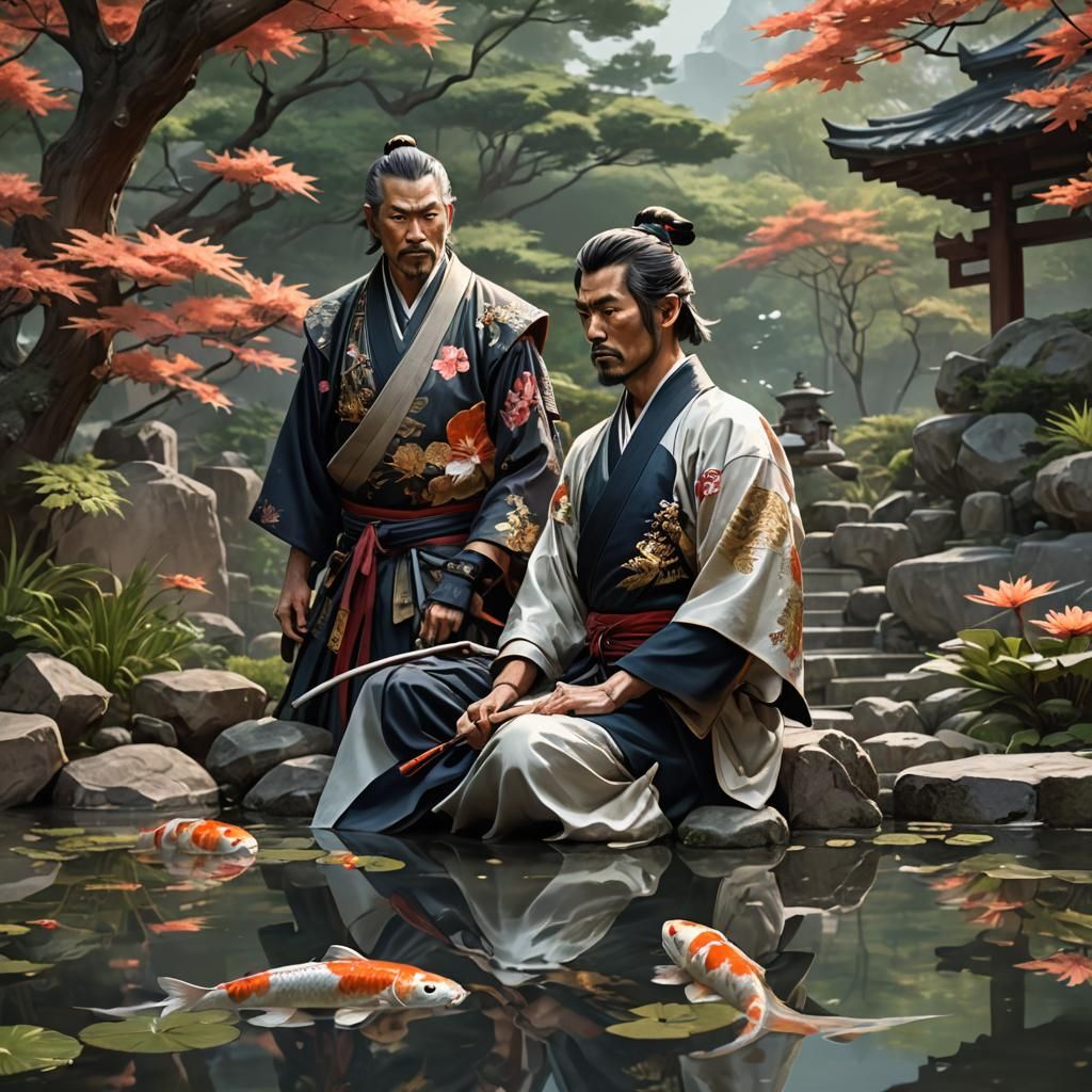 Zen Master Samurai Lesson in Japanese Garden