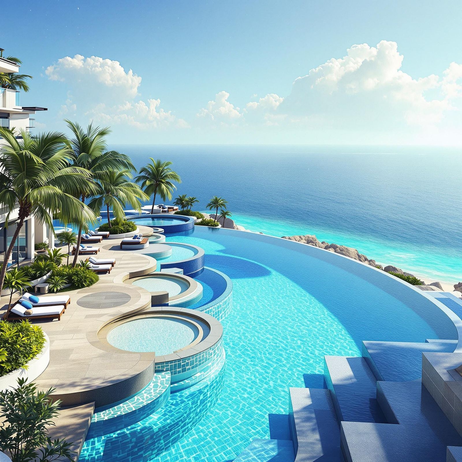 Weightless Rooftop Oasis in Vibrant Azure