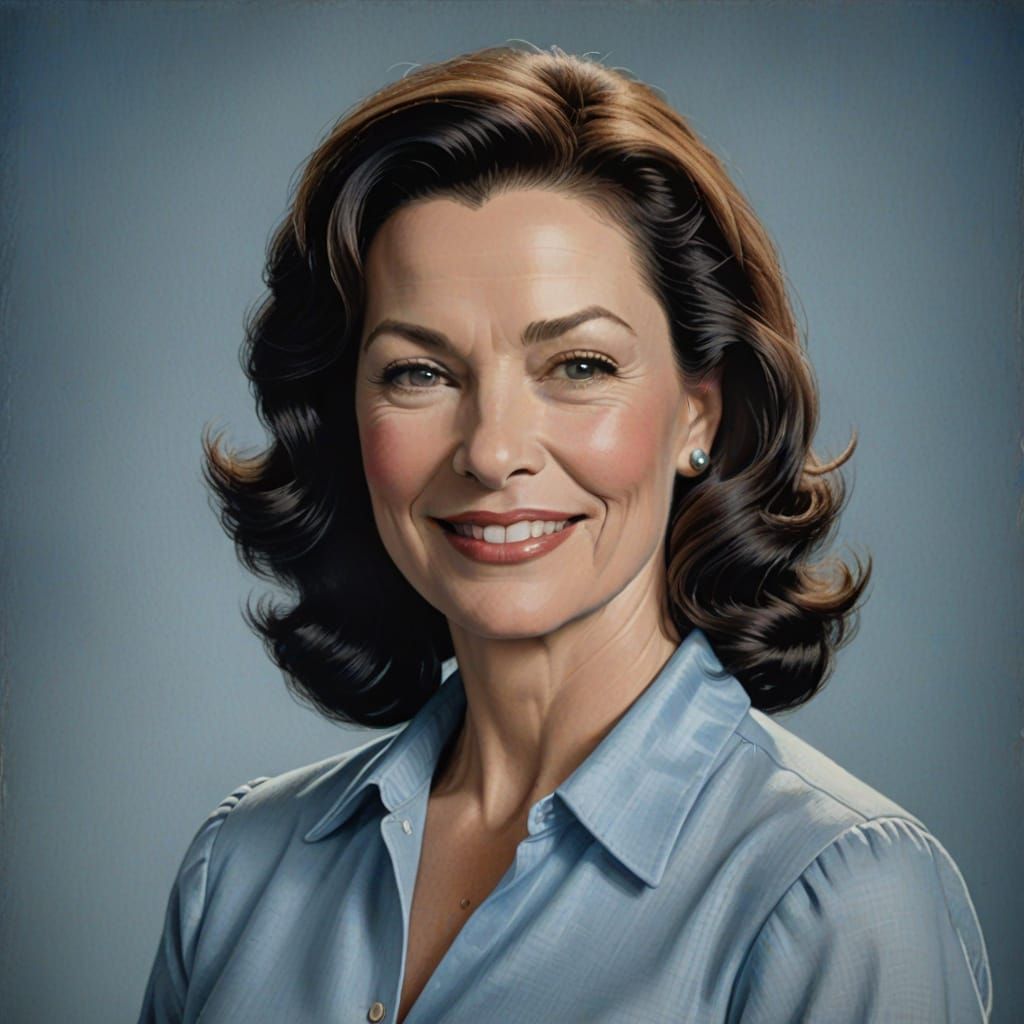 Studio Portrait of a Woman in Retro Cel-Shaded Style