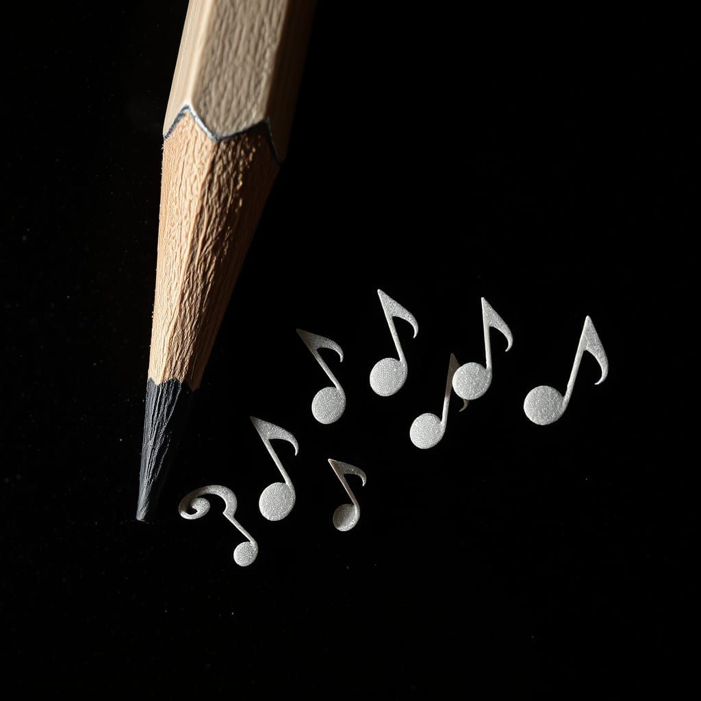 Pencil Transforms into Musical Notes in Macro Photography