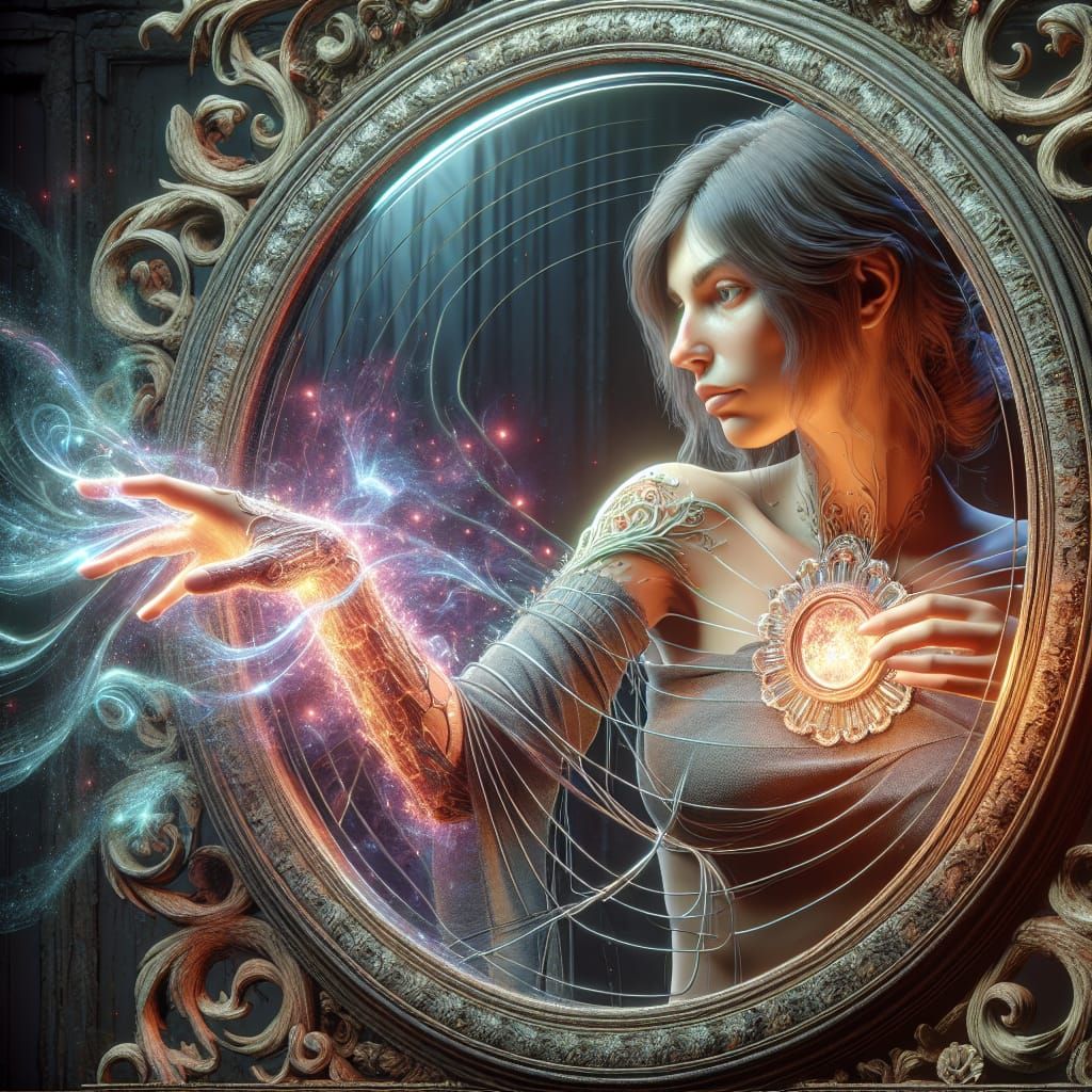 Mystical Mirror Curse: Woman's Transformation in 8K 3D