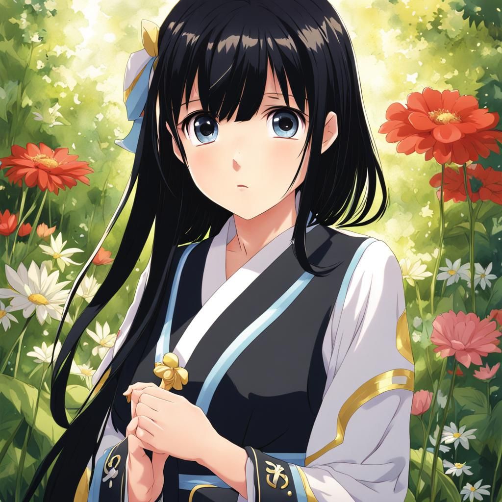 Anime Girl Apologizing in Manga Style