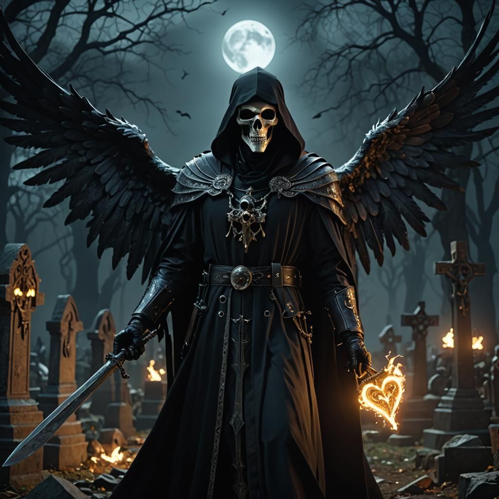 Macabre Angel of Death in Holographic Style