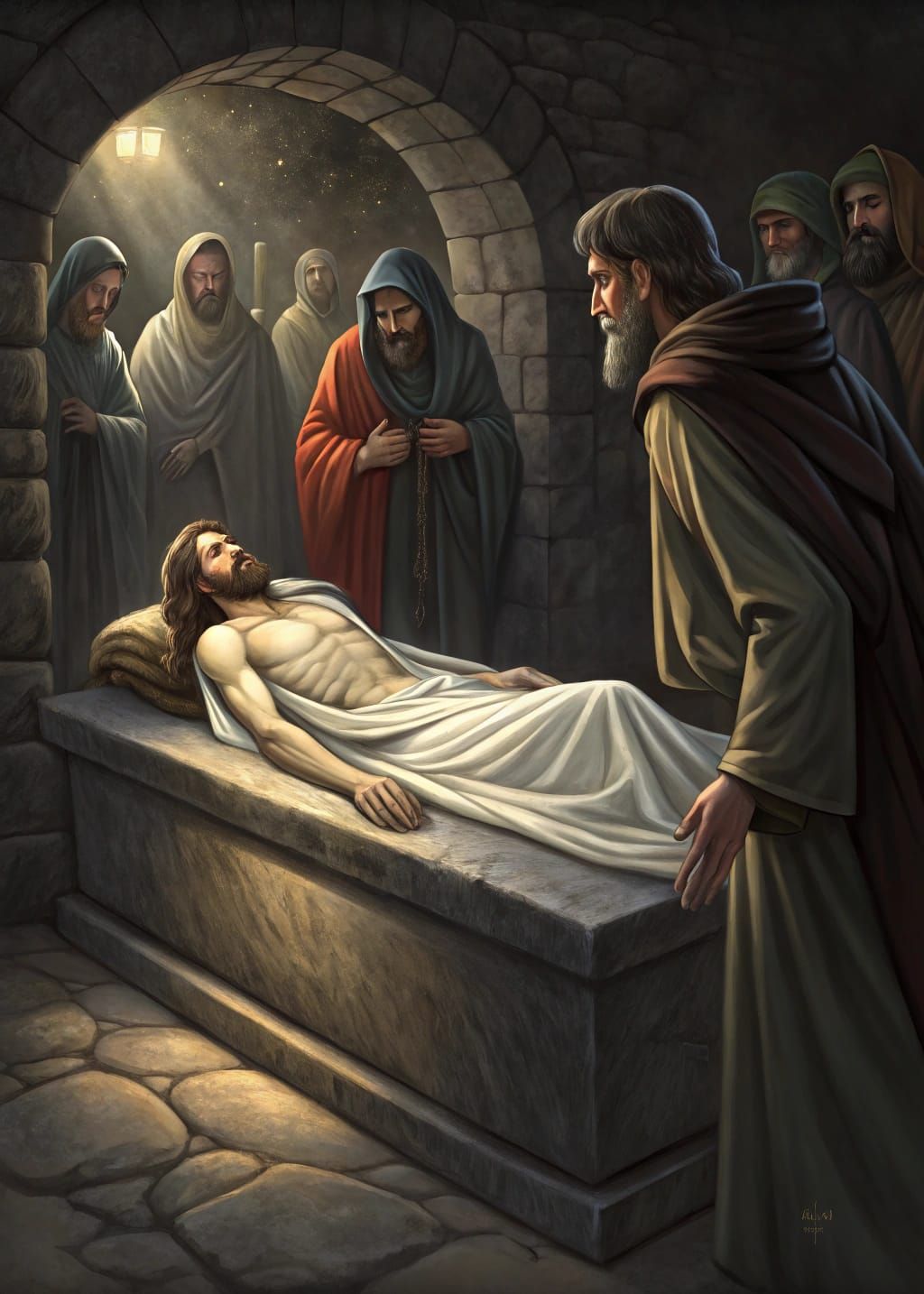 The Body of Jesus in a Sacred Tomb