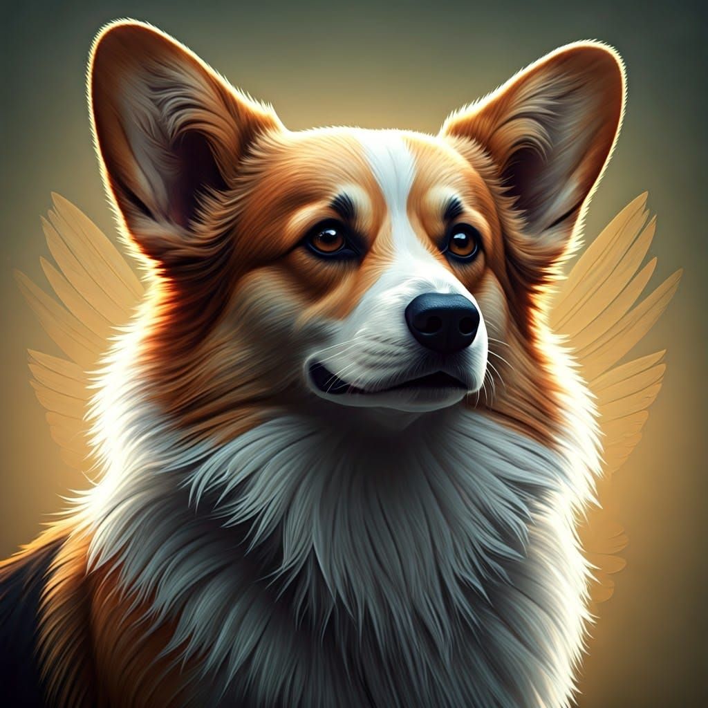 Elegant Corgi Portrait in Art Nouveau Style