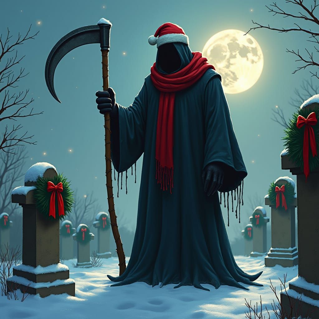 Festive Grim Reaper in Gothic Digital Art