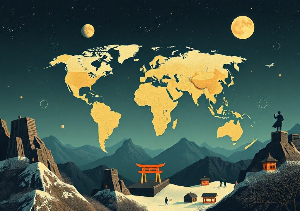 Surreal World Illustration in Graphic Style