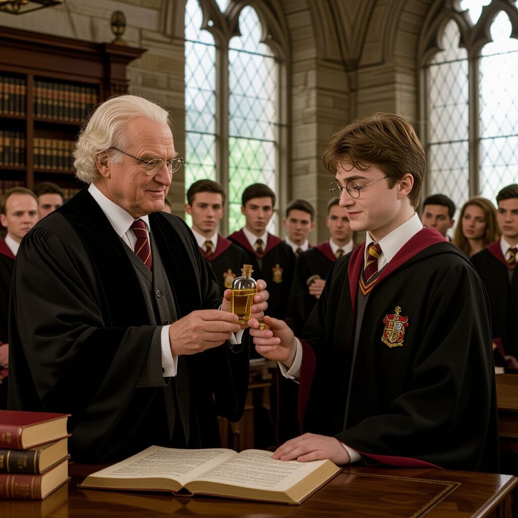 Professor Slughorn Awards Harry Felix Felicis as Prize