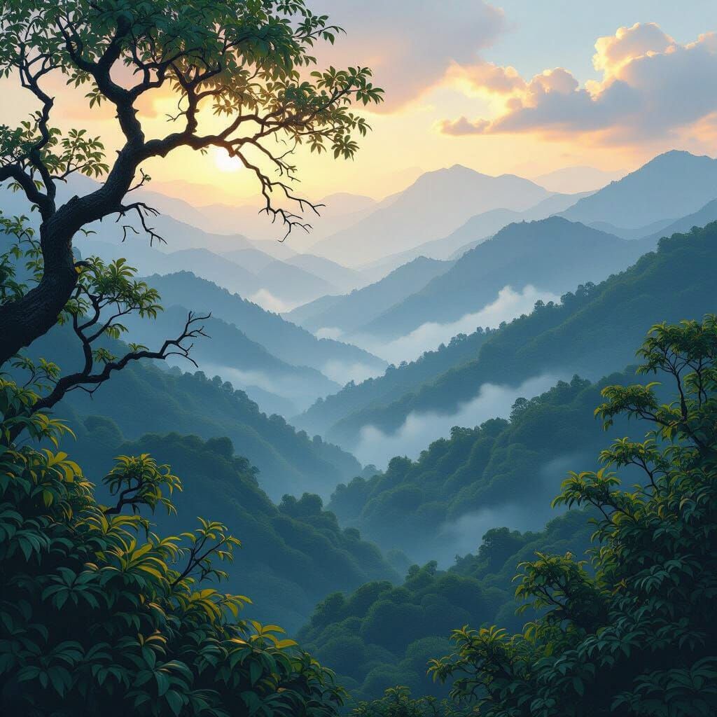 Misty Smokey Mountains: A Matte Painting