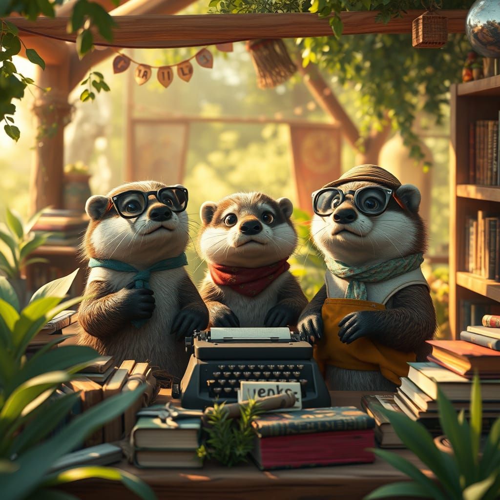 Whimsical Otters Build Enchanted Book Fair at Summer Camp