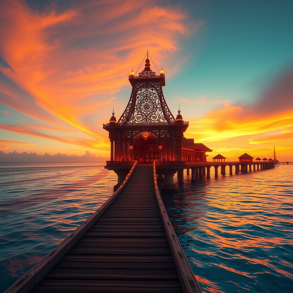 Maldives Bridges in Art Nouveau Style