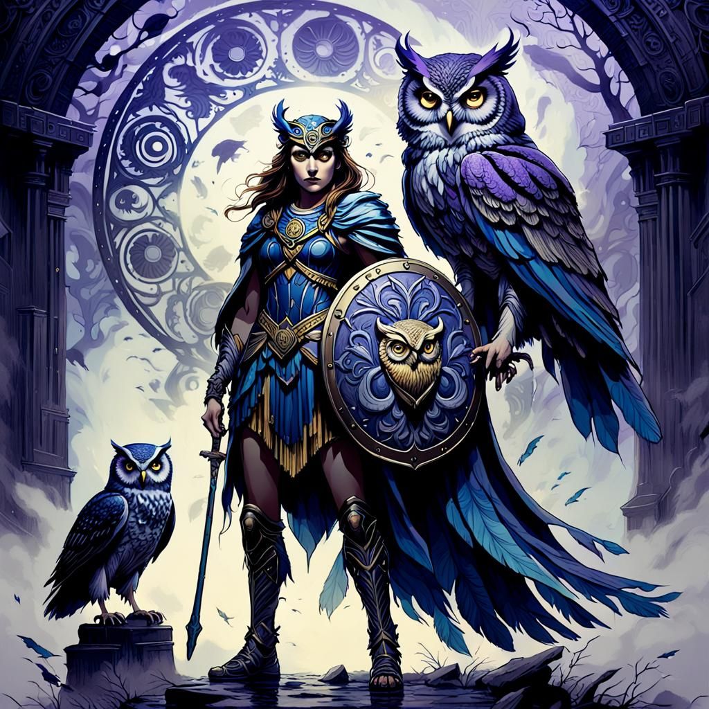 Athena in Dark Fantasy, Alphonse Mucha Style