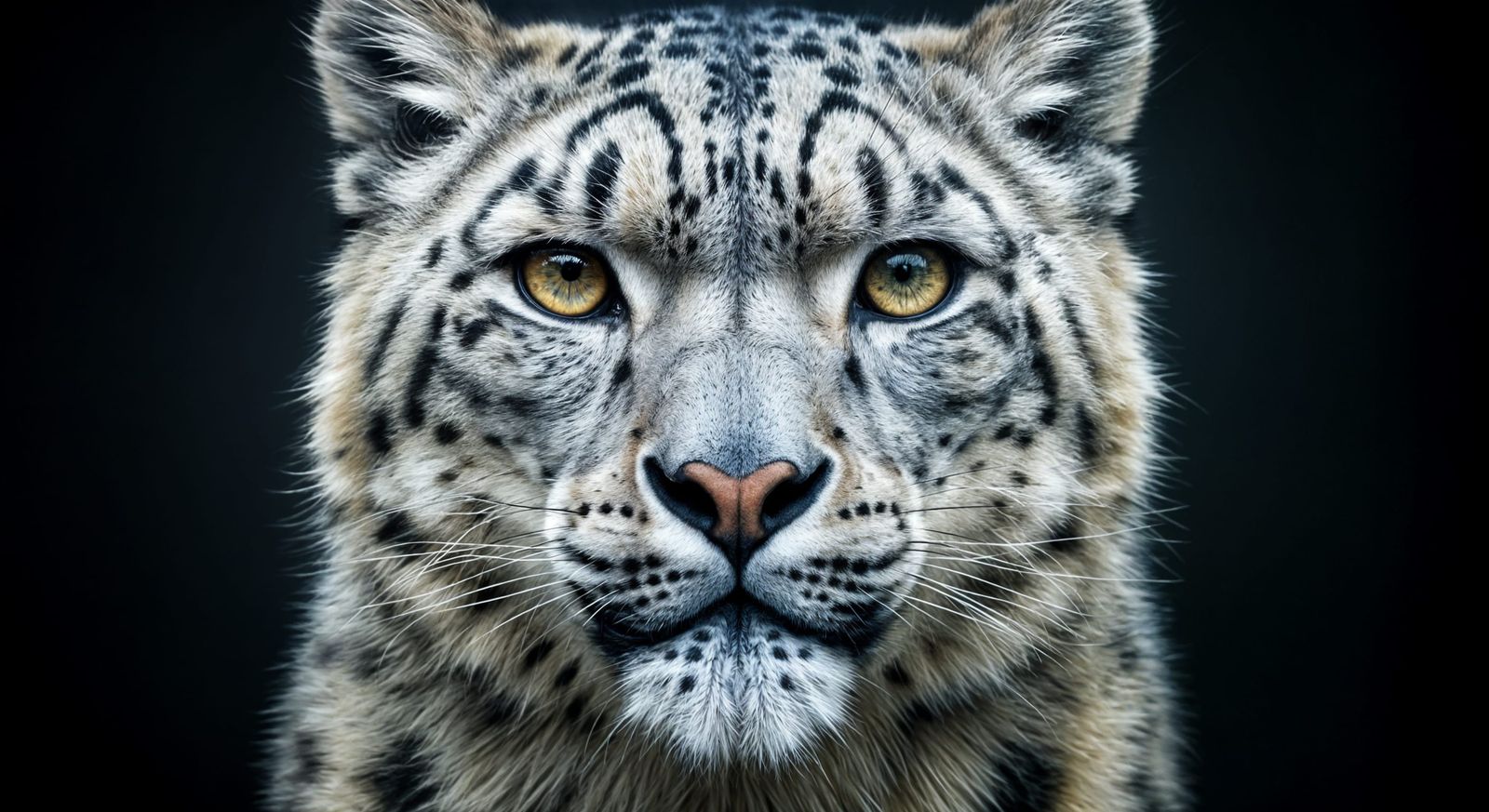 Photorealistic Snow Leopard with Golden Eyes