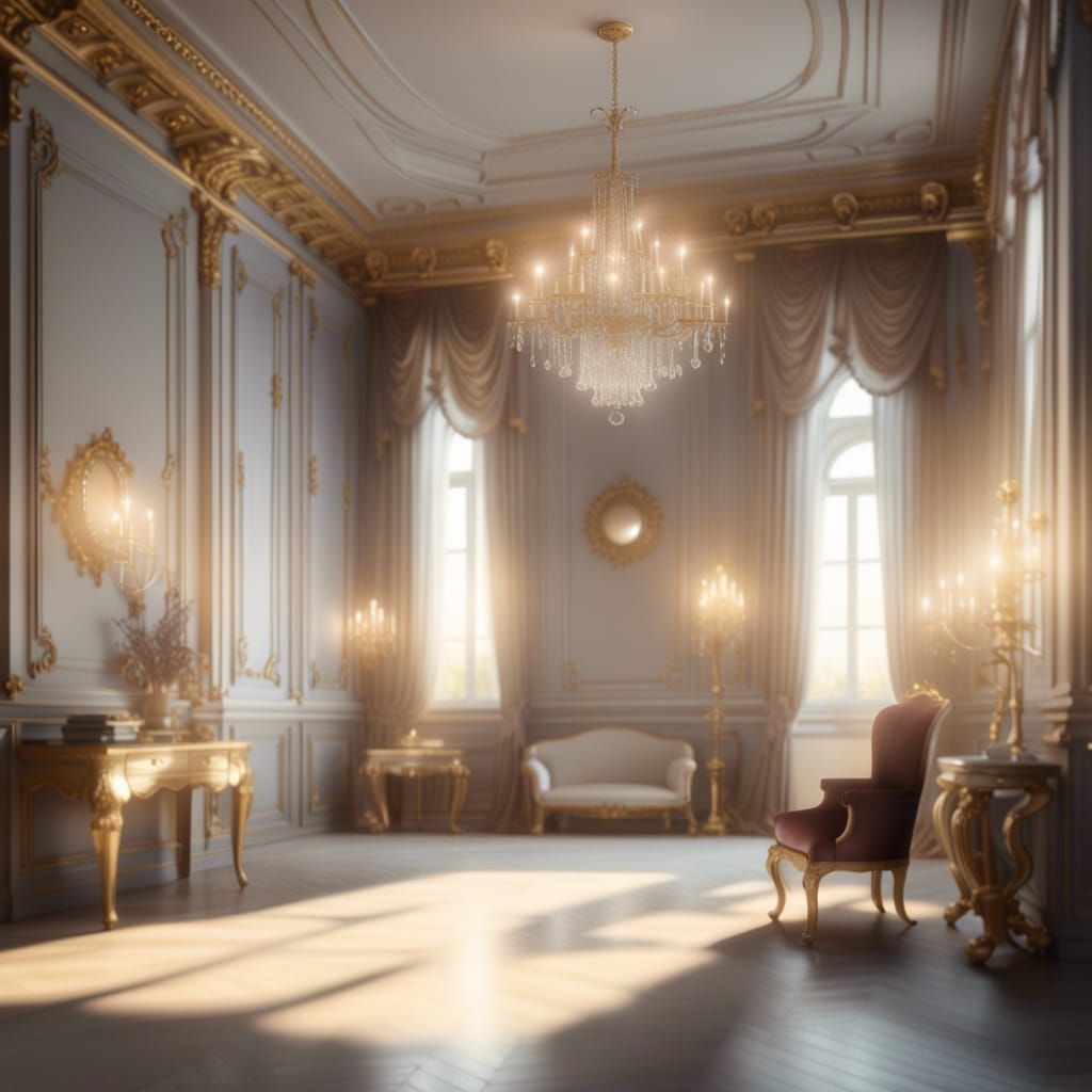 Glamorous Rococo Interior with Cinematic Lighting
