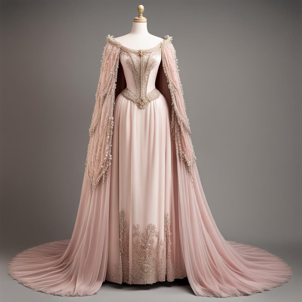 Imperial Russian Gown on Dress Form, Dark Fantasy Style