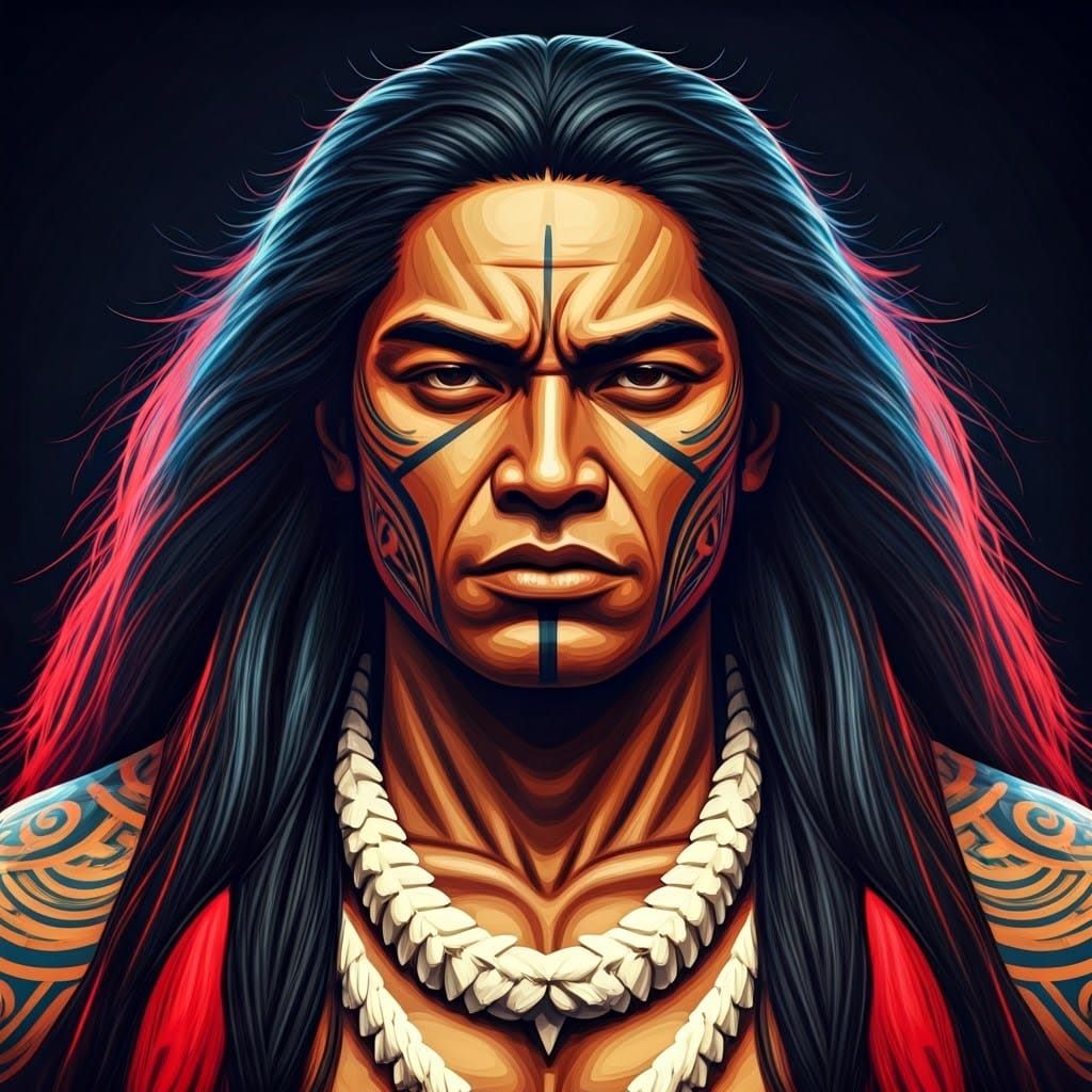 Samoan Demigod Goddess in Vibrant Graffiti Style