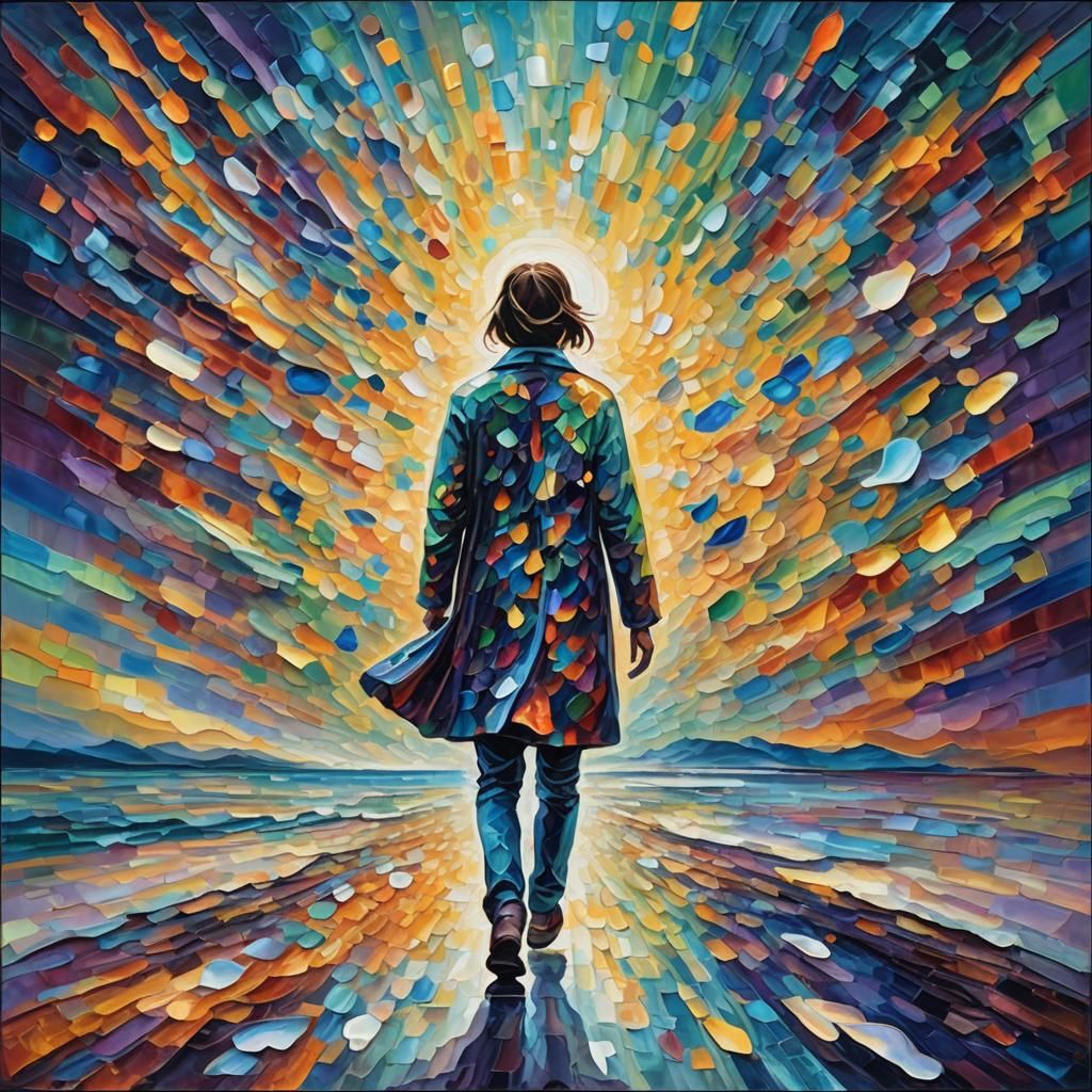 Iridescent Figure in Neo-Impressionist Expressionist Paintin...