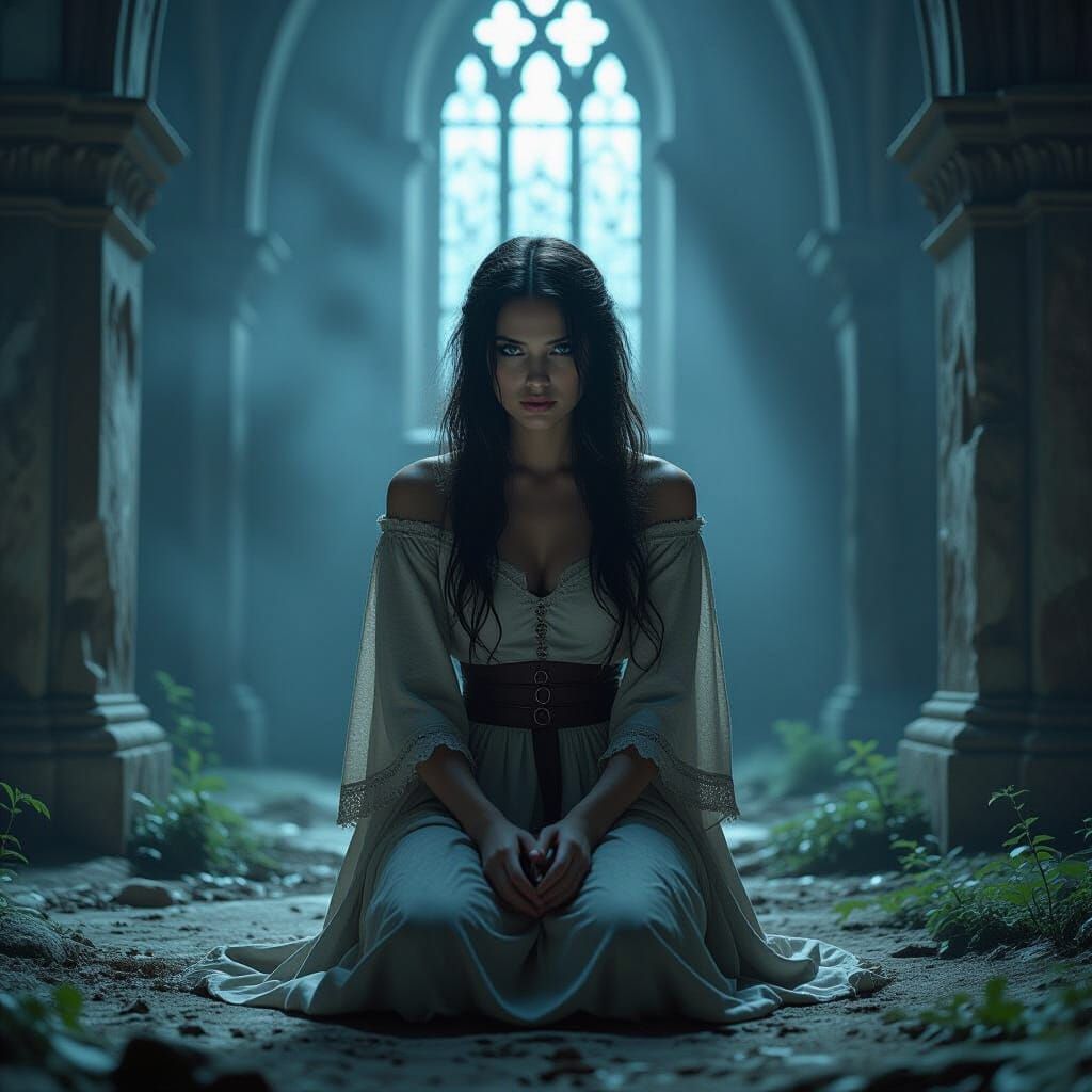 Mystical Chapel Scene in Haunting Realism Style