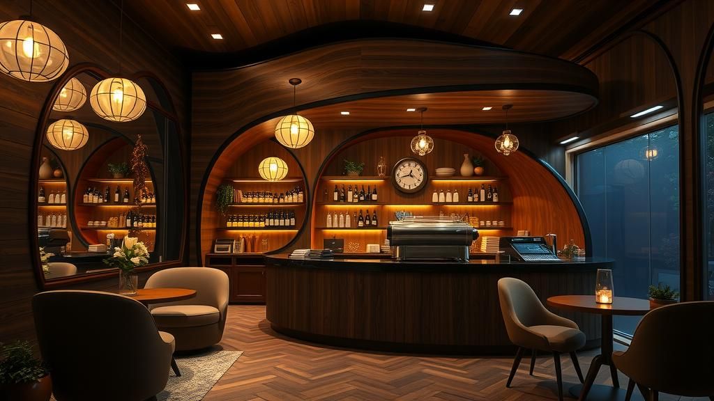 Cozy Coffee Bean Cafe in Arts Nouveau Style