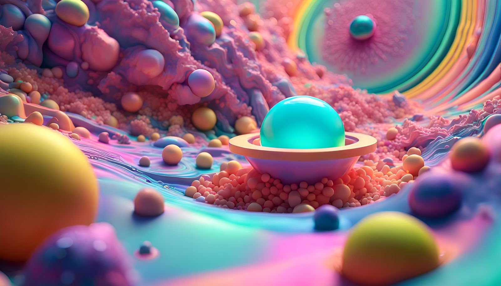 Opalescent 3D Landscape in Pastel Colors