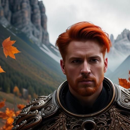 Hyperrealistic Man in Autumnal Dolomites Scene