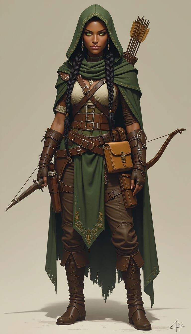 Mystical Warrior Woman in Earthy Armor
