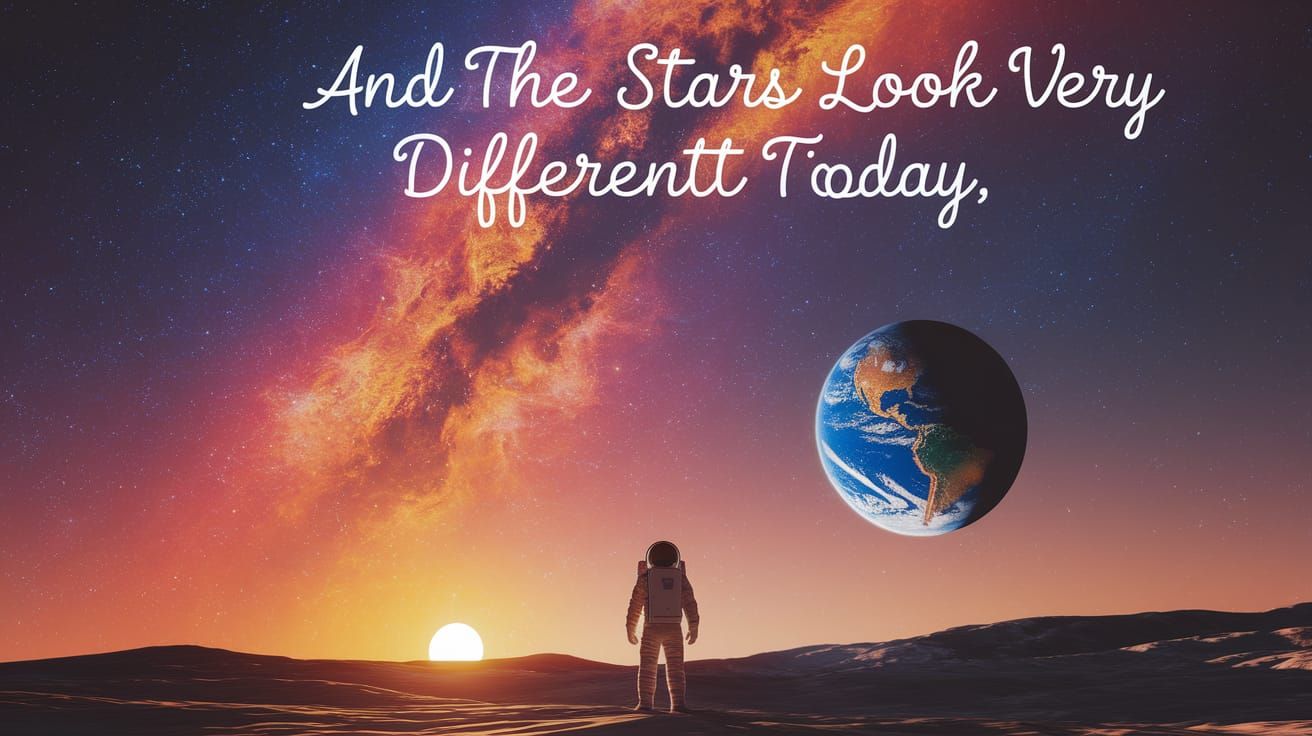 Astronaut on Moon Gazing at Starry Sky in 3D Render