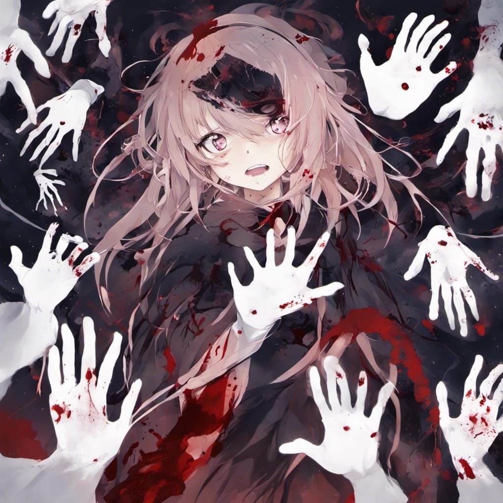 Nightmarish Anime Body Horror with Blood and Starlight