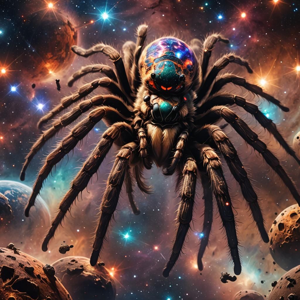 Planet-Eating Alien Tarantula in Space with Nebulae