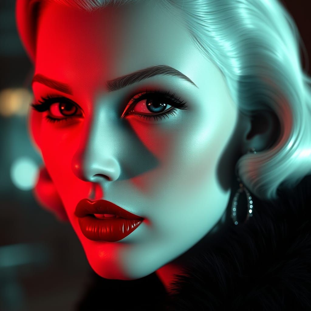 Glamorous Film Noir Goddess in Hyper-Realistic 3D