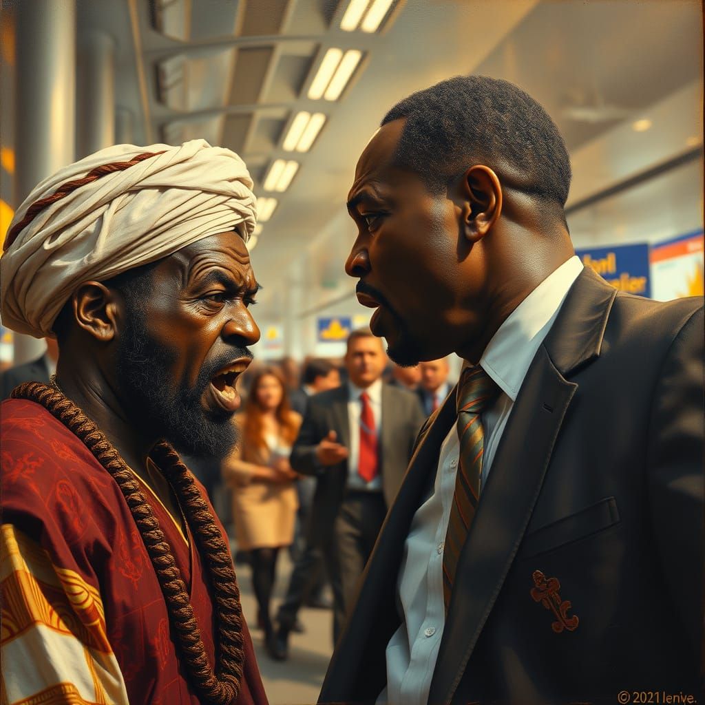 Angry Man Confronts Bureaucrat at Bustling Heathrow Airport,...