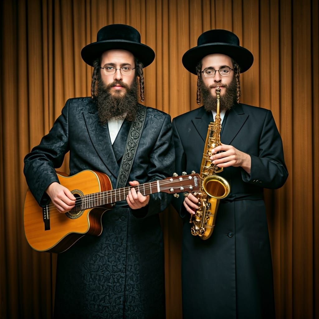 Hasidic Jews Playing Music