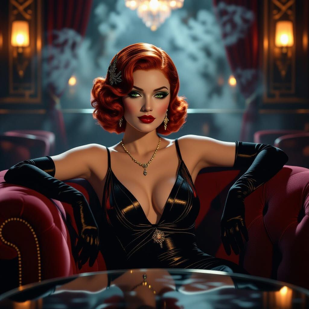Art Deco Speakeasy Noir with Femme Fatale