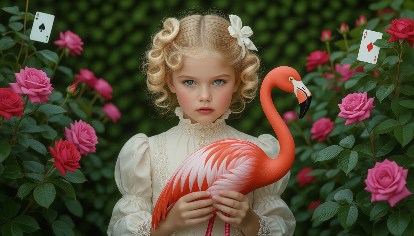 High fashion photography of a young Victorian girl with blon...